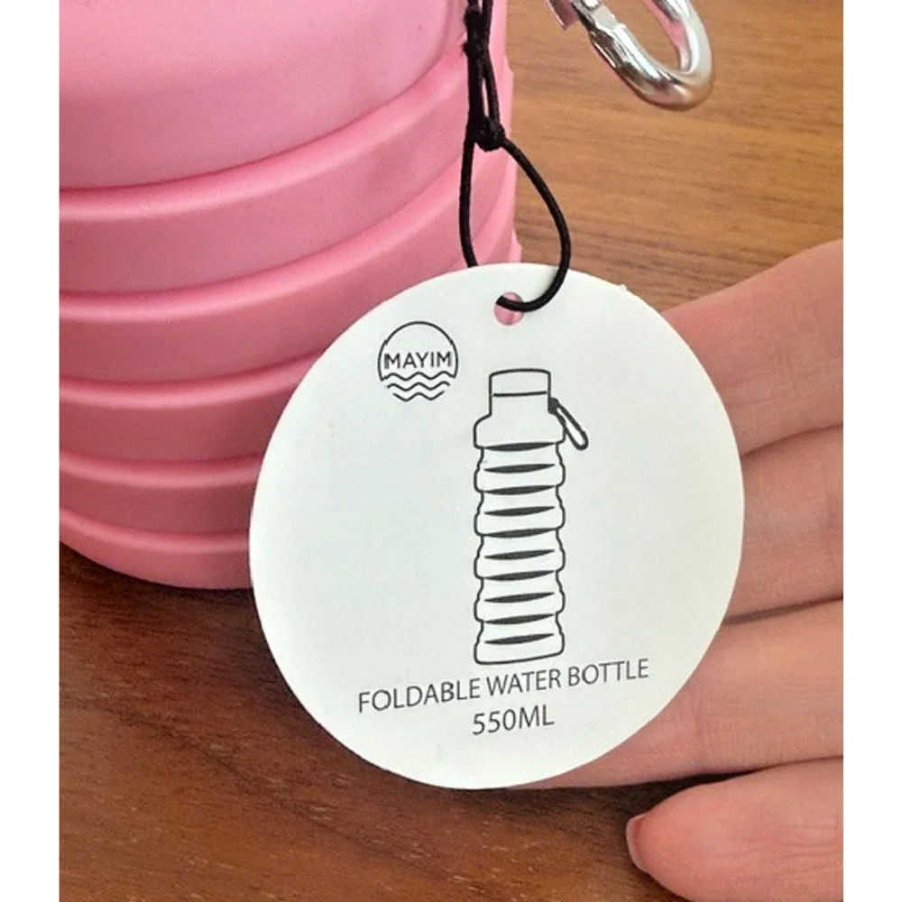 Mayim Collapsible Caribiner 17oz Silicone Water Bottle Purple Pink Pastel Ombre